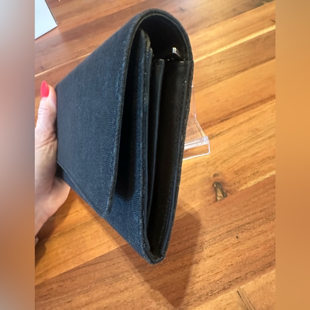 Vintage Celine Black Macadam Canvas Long Wallet with Leather Interior - Picture 7 of 8